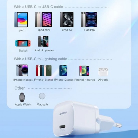 Alimentator JoyRoom Wall Charger  - Type-C, 20W with Cable Type-C to Lightning - Black JR-TCF02