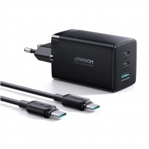 Alimentator JoyRoom Wall Charger  - 2 x Type-C, USB, Fast Charging 65W with Cable Type-C to Type-C 100W, 1m - Black TCG01