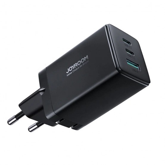 Alimentator JoyRoom Wall Charger  - 2 x Type-C, USB, Fast Charging 65W with Cable Type-C to Type-C 100W, 1m - Black TCG01