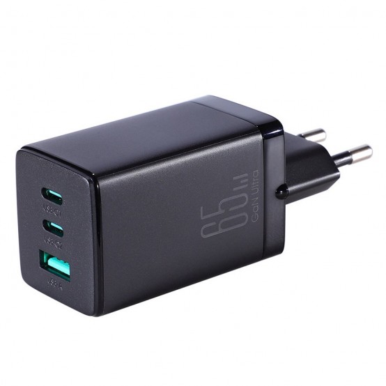 Alimentator JoyRoom Wall Charger  - 2 x Type-C, USB, Fast Charging 65W with Cable Type-C to Type-C 100W, 1m - Black TCG01