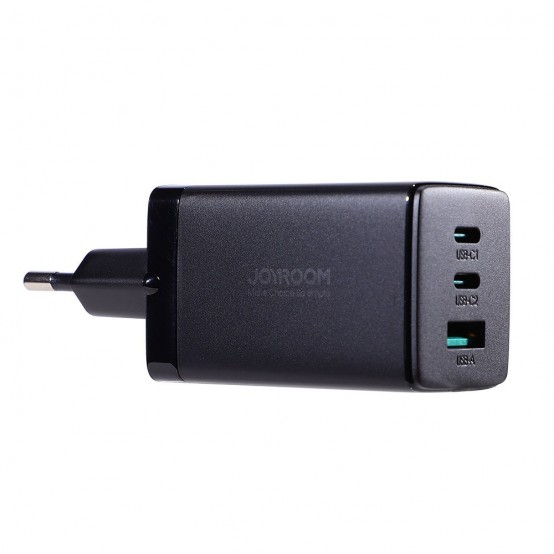 Alimentator JoyRoom Wall Charger  - 2 x Type-C, USB, Fast Charging 65W with Cable Type-C to Type-C 100W, 1m - Black TCG01