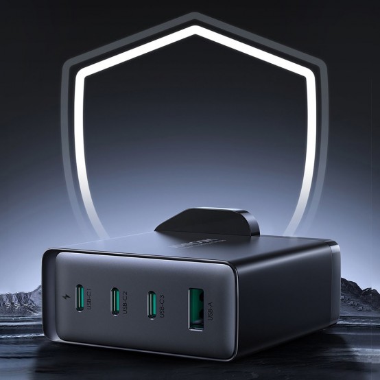 Alimentator JoyRoom Wall Charger  - GaN, USB, 3x Type-C, Super Fast Charging 140W, with Cable Type-C,  240W, 1.2m - Black JR-TC