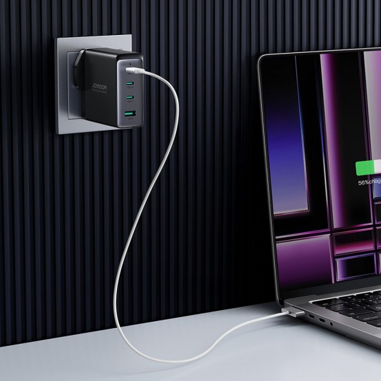 Alimentator JoyRoom Wall Charger  - GaN, USB, 3x Type-C, Super Fast Charging 140W, with Cable Type-C,  240W, 1.2m - Black JR-TC