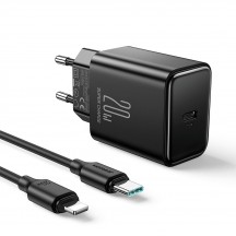Alimentator JoyRoom Wall Charger  - Type-C, Quick Charge, 20W, with Cable Type-C to Lightning, 1m - Black JR-TCF06