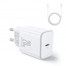 Alimentator JoyRoom Wall Charger  - Type-C, Quick Charge, 20W, with Cable Type-C to Lightning, 1m - White JR-TCF06