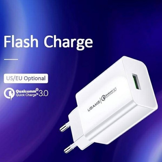 Alimentator USAMS Travel Charger Kit T48  - Wall Charger T22 USB-A QC 3.0, 18W, 3A with Type-C Cable 1.0m - White T48OCLN01
