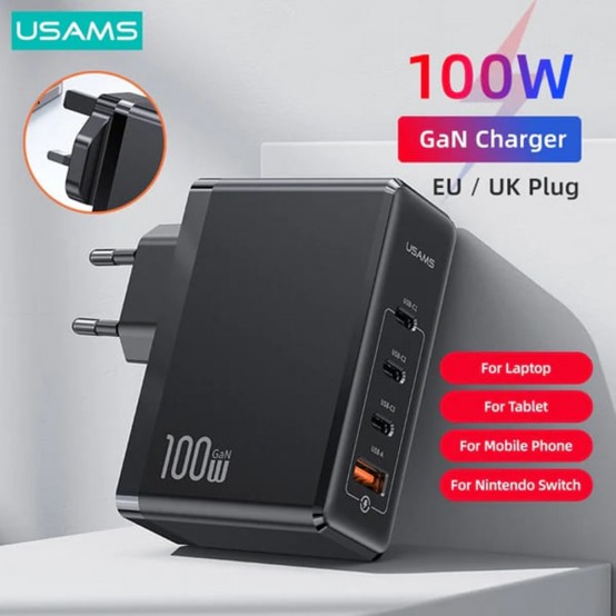 Alimentator USAMS Wall Charger US-CC163 T50  - 3 x Type-C, USB, 100W - Black CC163TC01