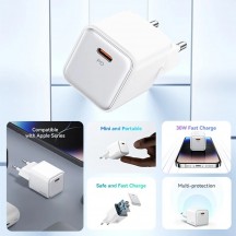 Alimentator USAMS Wall Charger X-ron Series  - Single Port Fast Charging, USB-C PD30W, 3A - White US-CC186