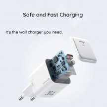 Alimentator USAMS Wall Charger X-ron Series  - Single Port Fast Charging, USB-C PD30W, 3A - White US-CC186
