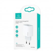 Alimentator USAMS Wall Charger T34  - USB-C Port, PD, Fast Charge, 20W, 3A - White US-CC118
