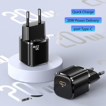 Alimentator USAMS Wall Charger Kit  - USB-C, PD 20W (T36) with Cable Type-C to Lightning , 1.2m, PD 20W (U63) - Black XFKXLOGTL