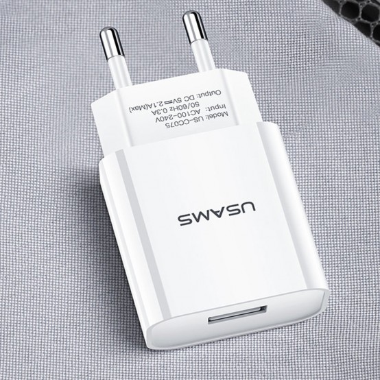 Alimentator USAMS Wall Charger U-Star Series T18  - Single USB, 2.1A - White US-CC075