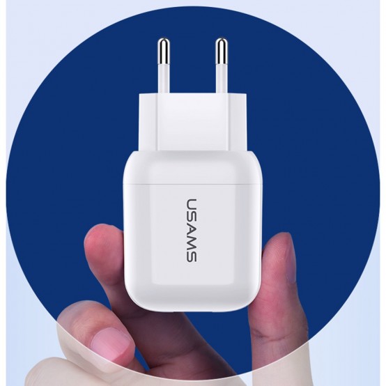 Alimentator USAMS Wall Charger T19  - Single USB, 2.1A - White US-CC078