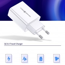 Alimentator USAMS Wall Charger T22  - USB-A QC 3.0, 18W, 3A - White US-CC083