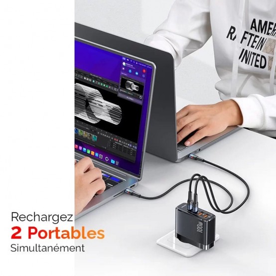 Alimentator USAMS Wall Charger US-CC163 T50  - 2 x Type-C, 2 x USB, 100W - Black CC145TC01