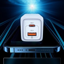 Alimentator USAMS Wall Charger Super Si  - Dual Ports, USB, Type-C, PD Fast Charge, 65W - White T47