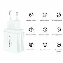 Alimentator USAMS Wall Charger T24  - Dual USB, 2.1A - White US-CC090