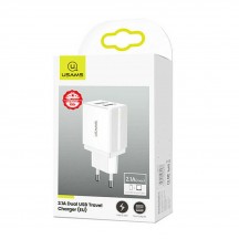 Alimentator USAMS Wall Charger T24  - Dual USB, 2.1A - White US-CC090