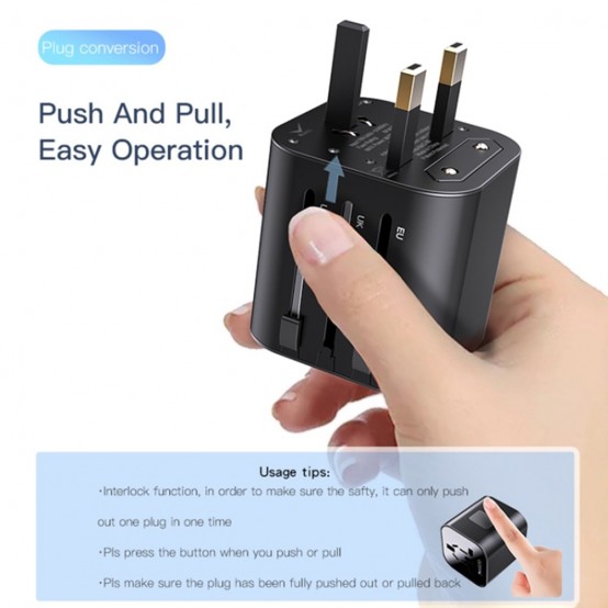 Alimentator Yesido Wall Charger  - for Travel, EU, UK, US, AUS, 3.4A - Black MC09