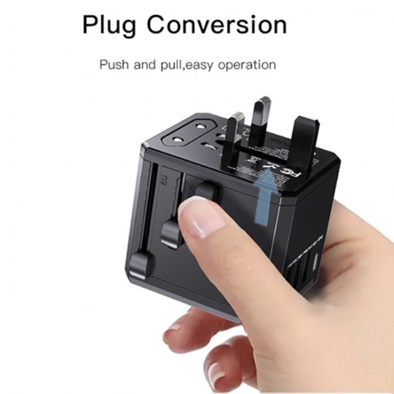 Alimentator Yesido Wall Charger  - 3x USB, Type-C, for Travel, EU, UK, US, AUS, 3.6A - Black MC10