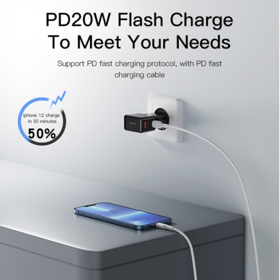 Alimentator Yesido Wall Charger  - USB, Type-C, PD20W, for Travel, EU, UK, US, AUS - Black MC17