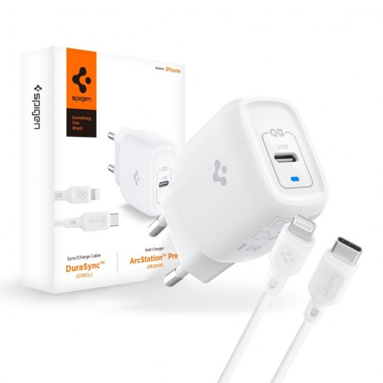 Alimentator  Wall Charger  - Type-C Fast Charging, PD 20W with Cable Type-C to Lightning - White PE2C10CL