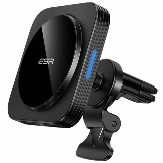 Alimentator  Car Holder with Wireless Charger HaloLock - MagSafe Compatible for Air Vent, with Cable USB to Type-C, 15W - Black