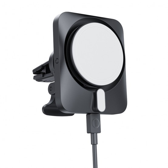 Alimentator  [3pcs Bundle] Car Holder with Wireless Charger CryoBoost  - with Cable, Car Charger, MagSafe, Apple MFi - Silver 2