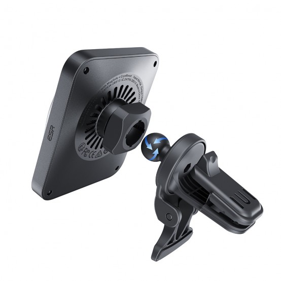 Alimentator  [3pcs Bundle] Car Holder with Wireless Charger CryoBoost  - with Cable, Car Charger, MagSafe, Apple MFi - Silver 2