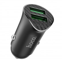 Alimentator Hoco Car Charger Farsighted  - 2xUSB-A, QC 3.0, 18W, 3A with USB-A to Micro-USB Cable 1m - Black Z39