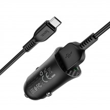 Alimentator Hoco Car Charger Farsighted  - 2xUSB-A, QC 3.0, 18W, 3A with USB-A to Micro-USB Cable 1m - Black Z39