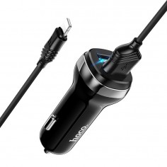 Alimentator Hoco Car Charger Superior  - 2xUSB-A, 12W, 2.4A with USB-A to Lightning Cable 1m - Black Z40