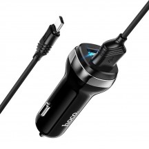 Alimentator Hoco Car Charger Superior  - 2xUSB-A, 12W, 2.4A with USB-A to USB Type-C Cable 1m - Black Z40