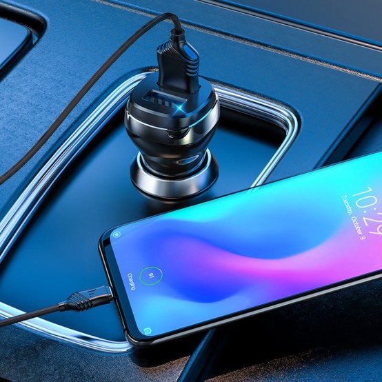 Alimentator Hoco Car Charger Superior  - 2xUSB-A, 12W, 2.4A with USB-A to USB Type-C Cable 1m - Black Z40