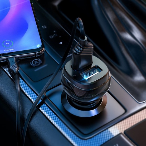 Alimentator Hoco Car Charger Superior  - 2xUSB-A, 12W, 2.4A with USB-A to USB Type-C Cable 1m - Black Z40