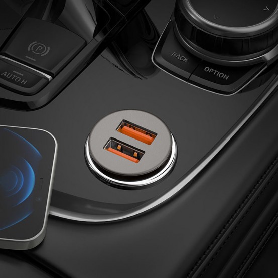 Alimentator Hoco Car Charger  - 2xUSB-A, QC 3.0, 36W, 3A - Black NZ1 Developer