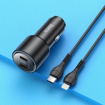 Alimentator Hoco Car Charger  - 2xUSB Type-C, QC 3.0,PD 40W, 3A with USB Type-C to Lightning Cable 1.0m - Black NZ3 Clear Way