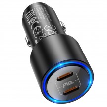 Alimentator Hoco Car Charger  - 2xUSB Type-C, QC 3.0,PD 40W, 3A with USB Type-C to Lightning Cable 1.0m - Black NZ3 Clear Way
