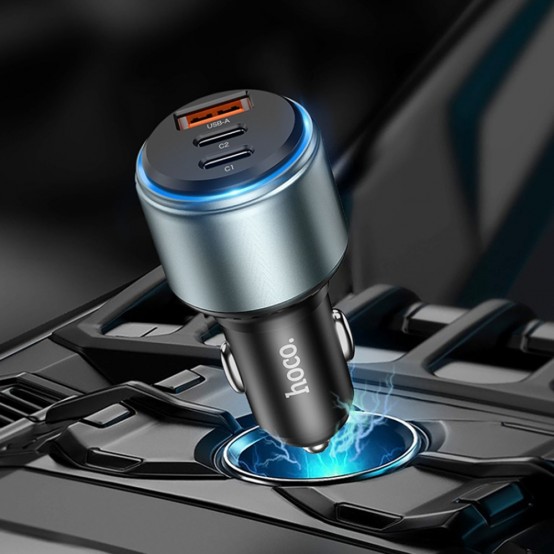 Alimentator Hoco Car Charger Galloper  - USB, 2x Type-C, Fast Charging, 95W - Black NZ9