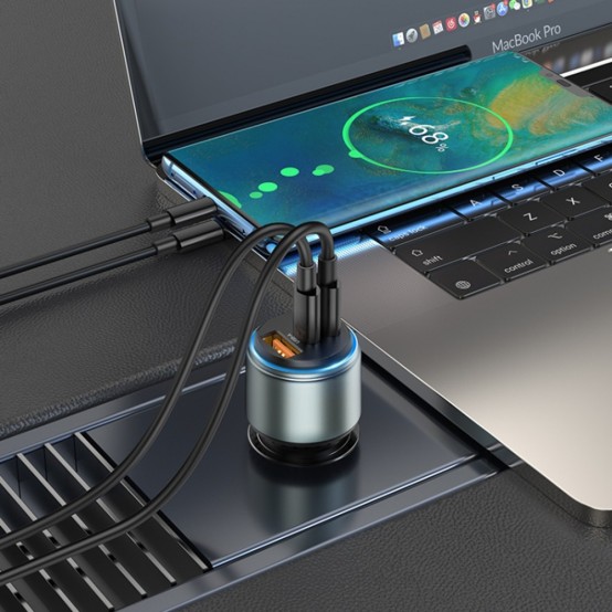 Alimentator Hoco Car Charger Galloper  - USB, 2x Type-C, Fast Charging, 95W - Black NZ9