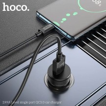 Alimentator Hoco Car Charger  - USB 3.0, Fast Charging, Universal Compatibility, 18W - Metal Gray Z49A
