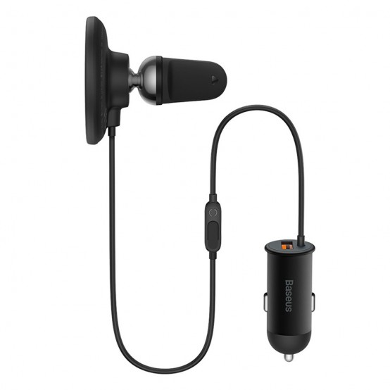 Alimentator Baseus MagSafe Car Charger CW01  - with AirVent Holder, USB-A 25W, 15W for Wireless Charging - Black SUCX040001