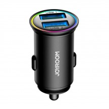 Alimentator JoyRoom Car Charger  - 2x USB, RGB LED Lights, 24W - Black JR-CCN03
