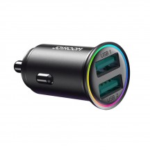 Alimentator JoyRoom Car Charger  - 2x USB, RGB LED Lights, 24W - Black JR-CCN03