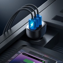 Alimentator JoyRoom Car Charger  - 3x USB, Digital Display, 17W - Black JR-CCD03