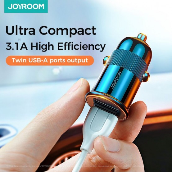 Alimentator JoyRoom Car Charger  - Dual USB, Fast Charging 3.1A, 15W - White C-A06