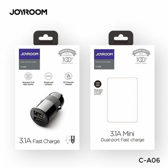Alimentator JoyRoom Car Charger  - Dual USB, Fast Charging 3.1A, 15W - White C-A06