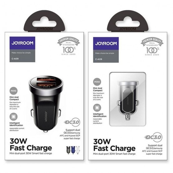 Alimentator JoyRoom Car Charger  - Dual USB, Fast Charging, QC3.0, 30W - Black C-A09