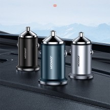 Alimentator JoyRoom Car Charger  - Dual Port Fast Charging, USB QC3.0, Type-C PD20W with Holding Ring - Gray C-A45