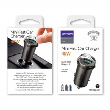 Alimentator JoyRoom Car Charger  - USB, Type-C, Fast Charging, 45W, with Ring-Pull - Gray C-A35